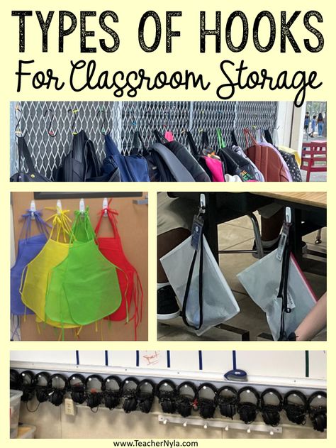 The Best way to use Hooks for Classroom Storage and Classroom Organization Book Bag Storage Classroom, Classroom Coat Rack, Student Backpack Storage Classroom, Backpack Hooks Classroom, Bookbag Storage Classroom, Headphone Organizer Classroom, Classroom Bookbag Storage Ideas, Classroom Backpack Storage, Classroom Backpack Storage Ideas