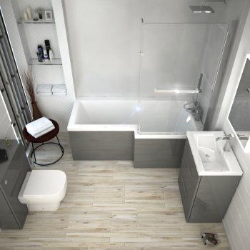 Bathroom Suites Uk, Fancy Bath, L Shaped Bathroom, Toilet Ideas, L Shaped Bath, Square Bathroom, Shower Combo, Space Saving Bathroom, Compact Bathroom