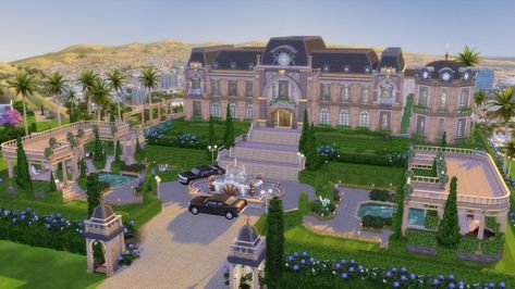 Sims 4 Mansion, Lotes The Sims 4, Celebrity Mansions, Exotic Homes, Mansion Exterior, Mansion Designs, Sims 4 House Design, Casas The Sims 4, Sims Building