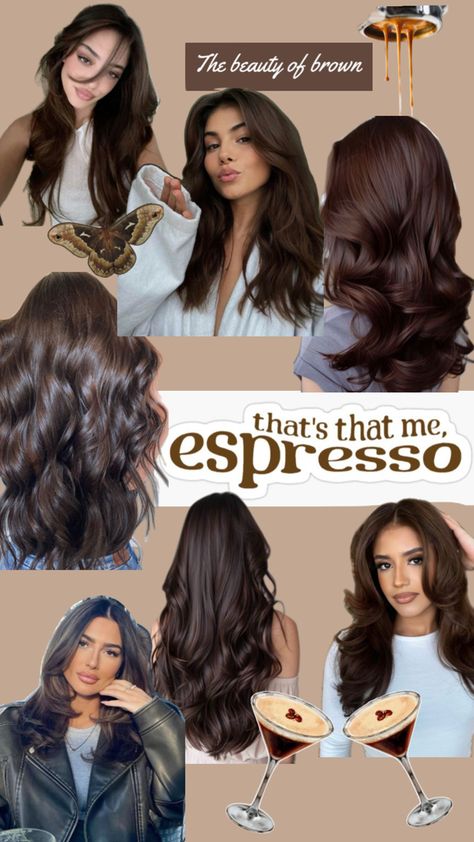 #brownhair #espresso #espressobrownhair #espressobrown #hair #hairstyles #hairinspo #brownhairinspo #sabrinacarpenter Espresso Brown Hair, Espresso Hair, Espresso Hair Color, Hair Color For Brown Skin, Hair Highlight, Brown Hair Inspo, Dye Colors, Espresso Brown, Hair Dye Colors