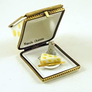 Amazon.com: Authentic French Porcelain Hand Painted Limoges Box: Home & Kitchen Cheese Slice, Mouse Trap, French Porcelain, Limoges Boxes, Cheese Plate, Limoges France, Swiss Cheese, Cute Mouse, Glass Boxes