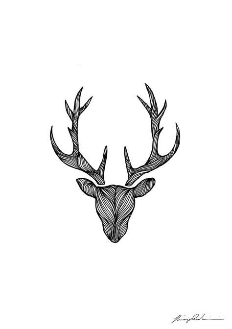 DEER, 2016. Antler Tattoos, Elk Tattoo, Deer Skull Tattoos, Interracial Art, Stag Tattoo, Wildlife Tattoo, Nouveau Tattoo, Food Logo Design Inspiration, Deer Illustration