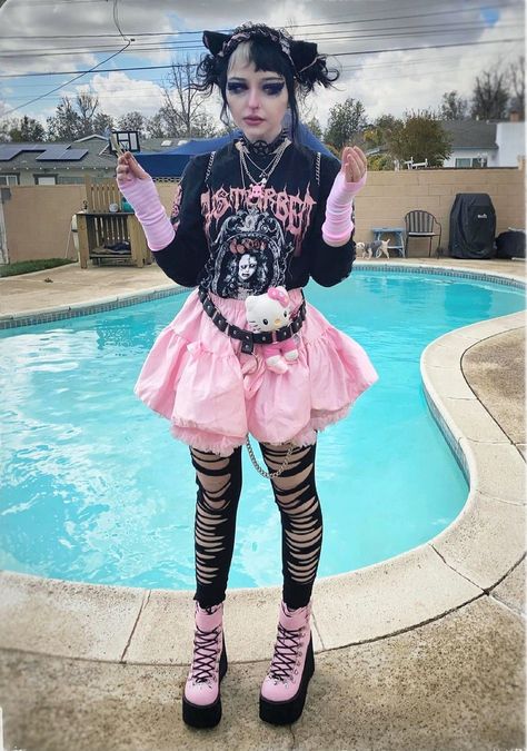 instagram@lilskunkbaby ✨ #kawaiigoth Dual Kawaii, Kawaii Goth Outfits, Fem Fits, Perky Goth, Black Alt, Alt Fits, Emo Princess, Kawaii Outfit, E Girl Outfits