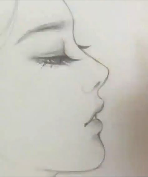 Female Sketches Face, Side Profile Drawing Tutorial Realistic, Female Face Side Profile Drawing, Right Side Face Drawing, Easy Profile Drawing, Side Profile Eyes Drawing Anime, Face Sketch Side Profile, Eye Drawing Profile, Drawing Female Face Sketch