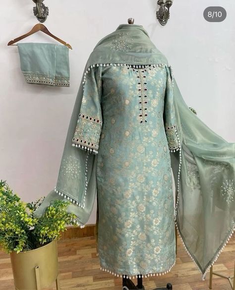 Suit Embroidery Designs Party Wear, Brocade Suits Design, Boutique Suits Designer, Girlish Suits Designs, Suit Work Design Punjabi, Brocade Punjabi Suit, Brocade Suits Indian, Brocade Suit Design, Boutique Suit Designs