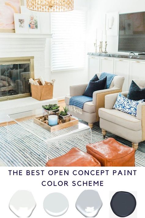 the right paint for the walls, trim, ceiling and accent spaces in an open concept floor plan Trim Ceiling, Basement Diy, Open Concept Kitchen Living Room, Choosing Paint, Open Concept Home, Glass French Doors, Open Concept Living Room, Paint Color Schemes, Kitchen Paint Colors