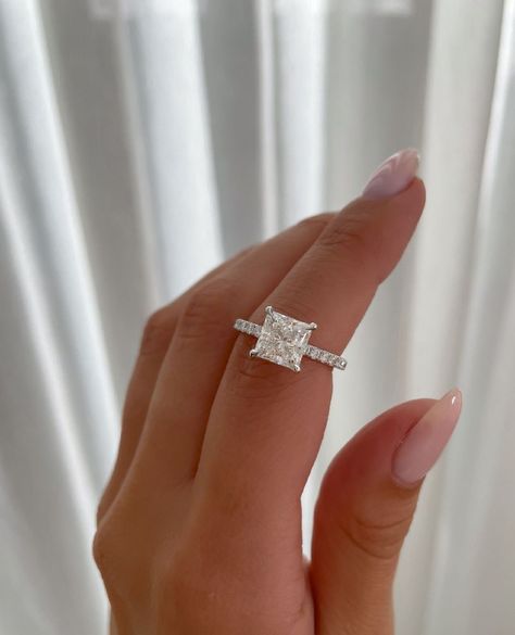 2.02 CT Princess Moissanite Engagement Ring Hidden Halo Solitaire Ring 14k White Gold Bridal Ring Square Cut Moissanite Wedding Ring/Gift ❤ ITEM DETAILS:- ✦ Brand: TheAmericanJewelShop ✦ Handmade, high-quality item! ✦ Material: Solid 10K/14K/18K Gold, 950 Platinum and 925 Sterling Silver ✦ Diamonds Type: Colorless Moissanite Diamond ✦ Diamond Cut: Princess Cut ✦ Center Diamond Weight: 2.02 CT ✦ Center Diamond Size: 7 MM ✦ Diamond Clarity: VVS/VS ✦ Width of Band: 1.8 Mm (Bottom) ❤ ACCENT Stone:- ✦ Side Stone Material: Colorless Moissanite Diamond ✦ Side Stone Shape: Round Cut ✦ Side Stone Carat Weight: 0.35 CT ✦ Side Stone Color: Colorless ✦ Diamond Clarity: VVS/VS ----------------------------------------------------------------- 💎 Moissanite VS Diamond 💎 --------------------------------- Square Shaped Ring, Silver Square Wedding Rings, 2 Carat Princess Cut Diamond Ring, Square Cut Rings Engagement, Square Cut Engagement Ring Silver, Wedding Ring Square Diamond, Marriage Rings Aesthetic, Wedding Rings Engagement Square, Princess Cut Ring Engagement