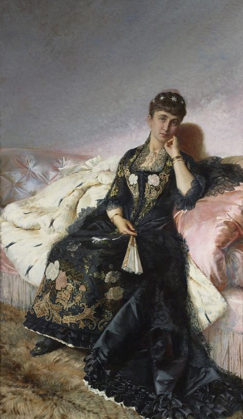 Anne Lloyd by Giovanni Guida (auctioned by M. S. Rau). From pinterest.com/msrauneworleans/fine-art/; doubled size. Cornelius Vanderbilt, Color Symbolism, Gilded Age, Rich Color Palette, Nagasaki, A4 Poster, Fashion Portrait, Historical Dresses, Claude Monet