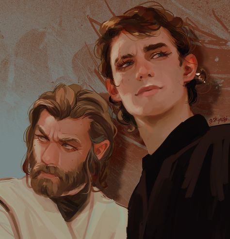 Obi Wan Long Hair, Star Wars Prequels Tattoo, Anakin Skywalker Haircut, Anakin Skywalker Comic Icons, Anakin Tattoo Ideas, Anakin Skywalker X Obi Wan, Anakin And Luke Fanart, Anakin Skywalker Fanart Cute, Obi Wan And Anakin Fanart