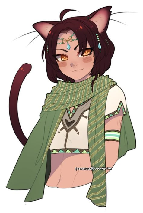 Neko Character Design, Cat Character, Dnd Characters, Cat Girl, Character Portraits, Fantasy Character Design, Mythical Creatures, Character Drawing, Character Design Inspiration