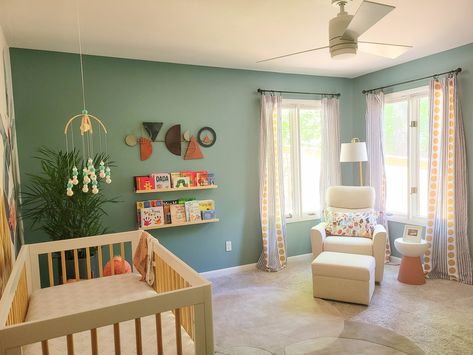 Nursery With Pops Of Color, Nursery Paint Color, Soothing Room, Nursery Paint, Nursery Paint Colors, Calm Kids, Paint Color Ideas, Natural Nursery, Calming Spaces