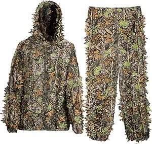 MOPHOTO Ghillie Suit 3D Leafy Camo Hunting Suits, Woodland Gilly Suits Gillies Suits for Men, Leaf Camouflage Hunting Suits Gilly Suit, Camo Suit, Hunting Suit, Ghillie Suits, Camouflage Suit, Ghillie Suit, Turkey Hunting Gear, Suits Series, Suit For Men