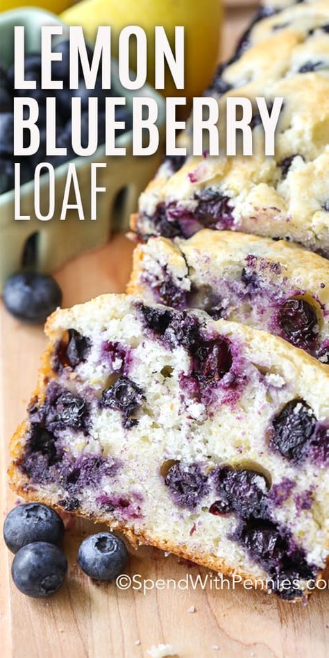 Best Blueberry Bread, Dessert Loaf, Blueberry Bread Recipe, Lemon Blueberry Loaf, Blueberry Loaf, Lemon Blueberry Bread, Dessert Breakfast, Summertime Recipes, Lemon Bread