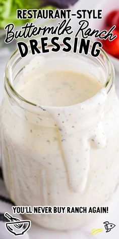 Once you make our creamy and tangy homemade ranch dressing, you’ll never buy store-bought again. Home Made Ranch Dressing Healthy, Homemade Ranch Dressing With Packet, Denny's Ranch Dressing Recipe, Quick Homemade Ranch Dressing, Best Ranch Dressing Recipe, Buttermilk Recipe, Ranch Dressing Recipe Homemade, Buttermilk Ranch Dressing, Buttermilk Ranch