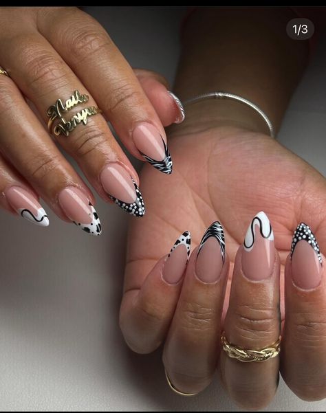 Mix Match Nails, Black And White Nail, Black And White Nail Designs, Pumpkin Nails, Classy Acrylic Nails, White Nail Designs, White Nail, Fire Nails, Classy Nails