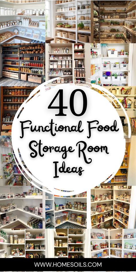 Maximize your space with 40 functional food storage room ideas, perfect for keeping your pantry organized and stylish. Visit our site for smart storage tips! Storage Rooms Ideas, Food Storage Room Ideas, Storage Room Ideas, Canned Good Storage, Food Storage Rooms, Storage Rooms, Food Storage Organization, Small Pantry, Rooms Ideas