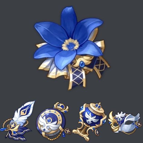 Noblesse Oblige Genshin Impact, Artifact Sets Genshin, Genshin Npc Fanart, Genshin Artifact Sets, Genshin Artifact, Noblesse Oblige, Artifact Art, Crown Drawing, Magical Items