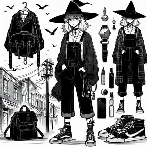 Pagan Outfits Witches, Urban Fantasy Outfit, Wiccan Outfits, Witch Outfit Modern, Witch Ocs, Witchcore Outfit, Urban Witch, Witch Clothes, Fashion 90s