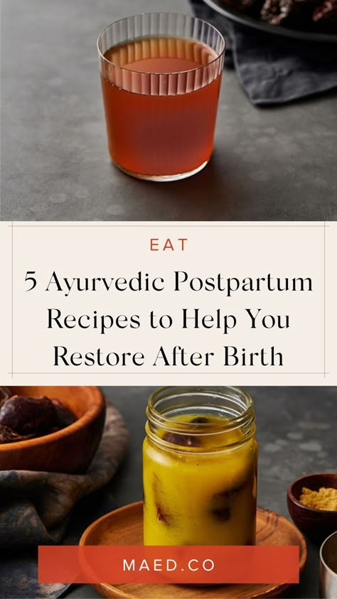 If you're looking for ayurvedic postpartum care tips, these postpartum recipes are for you! MAED shared 5 recipes to help you with your postpartum recovery. Get the best ayurvedic recovery advice here. Follow MAED for more healthy living tips! Clean Eating Postpartum, Postpartum Oatmeal Recipes, 40 Days Postpartum Meals, Nourishing Postpartum Recipes, Ayurvedic Postpartum Meals, Nourishing Post Partum Soups, Recipes For Postpartum, Post-partum Recipes, Congee Postpartum