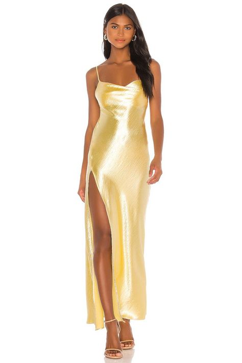 Satin One Shoulder Dress, Sorority Formal Dress, Slip Gown, Summer Bridesmaids, Sorority Formal, Summer Bridesmaid Dresses, Party Dresses Online, Yellow Satin, Prom Dress Inspiration