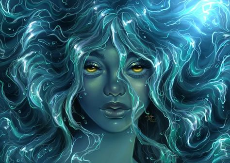 a i l e e🌙 on Instagram: “I realised I never posted the full spring sprite drawings! Loads of fun drawing her water hair, definitely going to try doing something…” Water Hair Drawing, Water Sprite, Greek Monsters, Water Spring, Water Hair, Water Drawing, Hair Drawing, Dnd Art, Doing Something