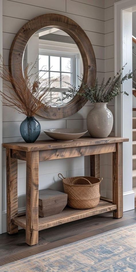 Toca Boca Living Room, Ideas Toca Boca, Rustic Entryway Table, Rustic Entryway, Entryway Table Decor, Modern Farmhouse Living Room, Home Entrance Decor, Farmhouse Decor Living Room, Entrance Decor