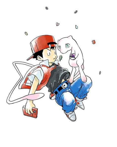 Pokemon Ken Sugimori, Original Pokemon Art, Ken Sugimori Pokemon, Pokémon Trainer Red, Pokemon Manga Art, Old Pokemon Art, Trainer Red Pokemon, Red Pokemon Trainer, Pokemon Trainer Art