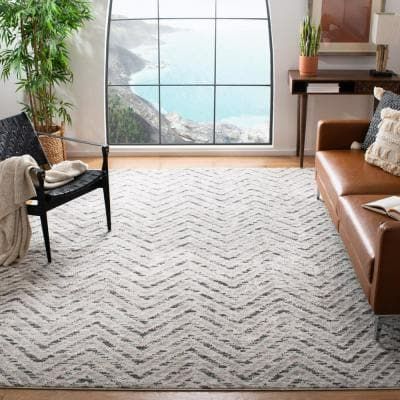 Adirondack Ivory/Charcoal 9 ft. x 12 ft. Chevron Area Rug Office Area Rugs, Charcoal Rug, Lodge Style, Bedroom Area Rug, Polyester Rugs, Farmhouse Rugs, Distressed Rugs, Online Home Decor Stores, Floor Coverings