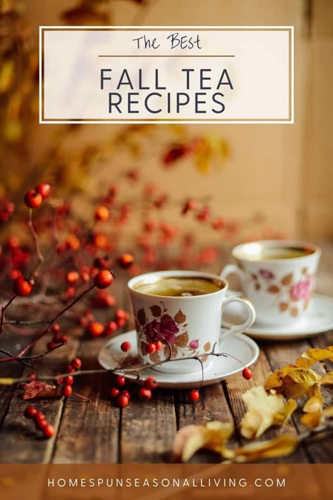 Brew yourself a cup of seasonal, hot tea with these tea blends featuring herbal, black, and green tea blends. More than 15 recipes from Autumn season ingredients. Witches Tea Recipes, Custom Tea Blends, Goddess Tea Recipe, Fresh Herb Tea, Simple Tea Recipes, Herbal Tea Recipes For Energy, Mabon Tea Recipe, Dried Tea Recipes, Diy Black Tea Blends