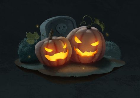 ArtStation - Halloween Pumpkins Pumpkin Illustration, Prismacolor Art, Halloween Photography, Halloween 3d, Food Cartoon, Face Drawing Reference, Video Game Design, Miniature Projects, Halloween Illustration