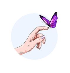 Butterfly Hand Drawing, Butterfly On Finger Pose, Butterflys Flying Drawings, Hand And Butterfly Drawing, Butterfly On Hand Drawing, Hand Holding Butterfly, Butterfly On Finger, Butterfly On Hand, Wings Sketch