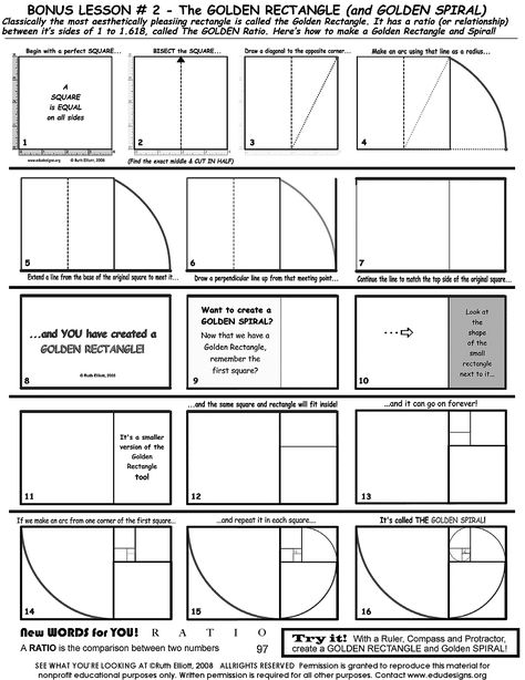 Fibonacci how-to. Golden Ratio Art, Trin For Trin Tegning, Golden Section, Golden Rectangle, Divine Proportion, Golden Spiral, Fibonacci Spiral, Art Theory, Elements And Principles