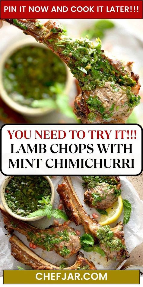 Lamb Sauce Recipes, Air Fryer Lamb Chops, Air Fryer Lamb, Mint Chimichurri, Lamb Sauce, Lamb Leg Recipes, Lamb Chop Recipes, Chimichurri Recipe, Mint Sauce