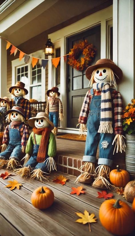 45+ Stylish Porch Decorating Ideas To Spice Up Your Porch For Fall 18 Fall Bbq, Rustic Fall Porch, Christmas Tree Outside, Fall Porch Decorating Ideas, Autumn Scarecrow, Fall Porches, Scarecrow Ideas, Outdoor Fall Decor Ideas, Fall Front Porch Ideas