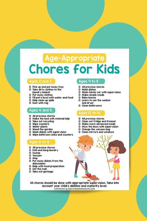 With so many chores to get done, it can be challenging to figure out how to divide and conquer amongst your family. First, let’s start with your child’s age. Then, be realistic about their abilities and maturity. This chore checklist includes: Age Appropriate Chores for Kids (1 page) Ages 2 and 3 Ages 4 and 5 Ages 6-8 Ages 9-11 Ages 12-14 This item is for personal use only. Commercial use of these print files is prohibited! The actual files may NOT be shared, sold, given away, traded, or transfe Chores By Age Charts For Kids, Chores For 11-12, Chores For 11 Year, Chores For 9 Year, Chores For 5 Year, Chores For 7 Year, Chores By Age, Kid Chores, Chores For Kids By Age