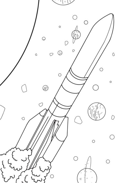 Rocket coloring page Rocket Coloring Page, Rocket Book Templates, Rocket Colouring Page, Rocket In Space Drawing, Rocket Coloring Sheet, Spaceship Coloring Page, Charmed Characters, Space Rocket, Kids Coloring Books