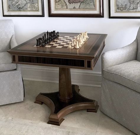 Chess In Living Room, Modern Chess Board Table, Chess Table In Library, Wooden Chess Table, Side Table For Chess, Chess Tables, Interior Design Lounge, Chess Board Table, Chess Boards