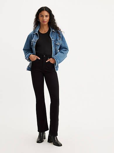 725 High Rise Bootcut Women's Jeans - Black | Levi's® CA Black Boot Cut Jeans Outfit, Bootcut Jeans Outfit, Levi Bootcut Jeans, Levis Outfit, High Rise Black Jeans, High Rise Bootcut Jeans, Winter Inspo, Black Levis, Jeans Bootcut