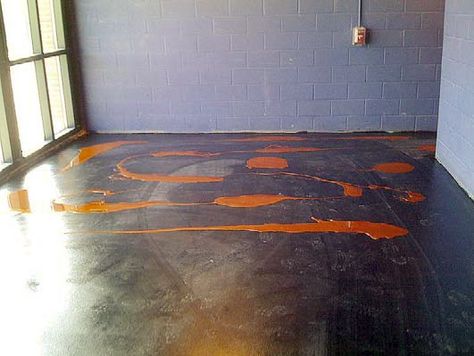 Water Based Concrete Stain Diy, Water Based Stained Concrete Floors, Stained Concrete Porch, Finished Concrete Floors, Seal Concrete Floor, Water Based Concrete Stain, Diy Concrete Stain, Acid Stained Concrete Floors, Stained Floors