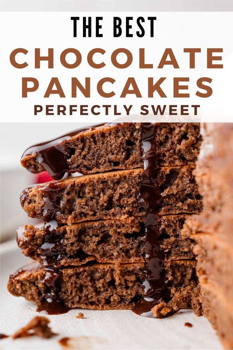 Chocolate pancakes are light, fluffy, and perfectly sweet. If you’ve ever felt like you needed an excuse to eat chocolate in the morning, here’s your chance! Pancakes For Toddlers, Homemade Hot Fudge, Yogurt Pancakes, Chocolate Yogurt, Chocolate Pancakes, Baked Bacon, Lazy Weekend, Mexican Hot Chocolate, Chocolate Powder