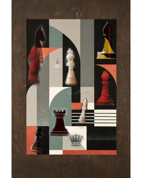 Chess Painting, Animal Canvas Paintings, Sunset Canvas Painting, Acrylic Art Projects, Dark Fantasy Artwork, Art Apps, Canvas Drawings, Black And White Painting, Vintage Poster Art