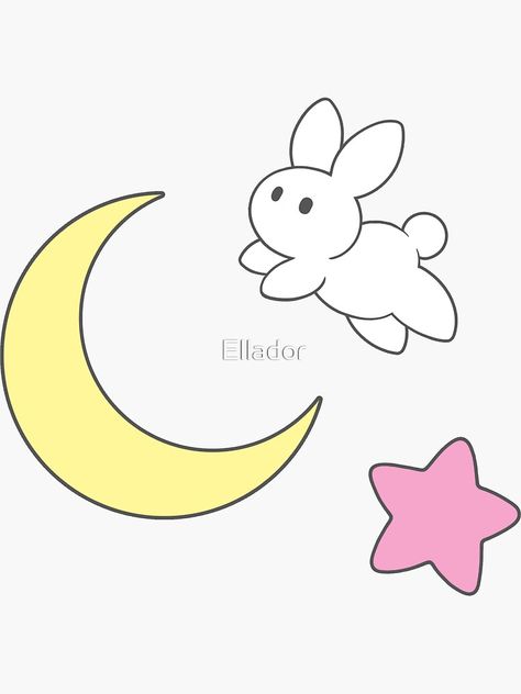 Pegatina «Conejo de la luna» de Ellador | Redbubble Sailor Moon Party, Sailor Moon Crafts, Sailor Moon Birthday, Cat Tattoo Ideas, Sailor Moon Tattoo, Moon Nursery, Moon Party, Kawaii Tattoo, Cartoon Portrait