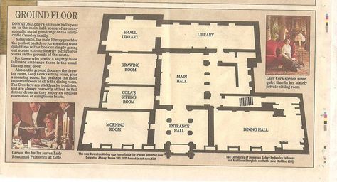 Downton Abbey Floor Plan 3 Highclere Castle Floor Plan, Downton Abbey House, Architecture Famous, Castle Floor Plan, Castle Howard, Highclere Castle, Downton Abby, Victorian Books, Mansion Floor Plan