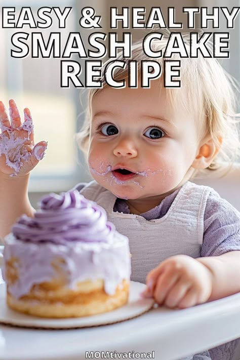 Looking for a healthy smash cake recipe for your baby's first birthday? This easy, no-sugar cake is made with whole wheat and ripe bananas, perfect for a guilt-free celebration! Easy Smash Cake Recipe, Purple Smash Cake, Easy Smash Cake, Healthy Smash Cake Recipe, Baby First Cake, Cake Ideas For Boys, Smash Cake Recipe, Smash Cake Ideas, Purple Frosting