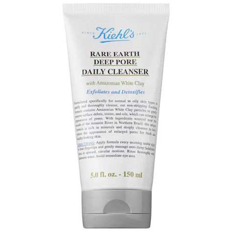 Rare Earth Deep Pore Daily Cleanser - Kiehl's Since 1851 | Sephora Anti Redness, Pore Cleanser, Skin Cleanser, Cleansing Mask, Foaming Face Wash, Natural Exfoliant, Skin Care Steps, Oily Skin Care, Best Moisturizer