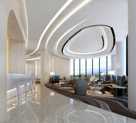 Modern Hotel Lobby, Office Ceiling, Corporate Interior Design, Hospital Interior, Lobby Interior, Futuristic Interior, Hotel Interior Design, Lobby Design, False Ceiling Design