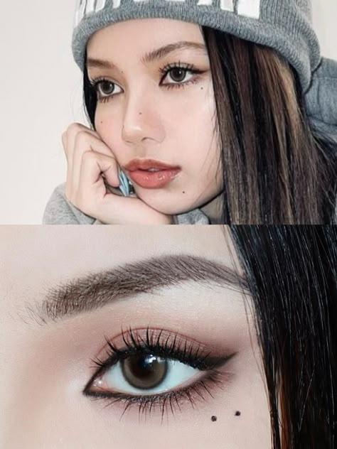 Smoky Foxy Eye, Lisa Eyeliner, Lisa Makeup, Blackpink Makeup, Kpop Idol Makeup, Makeup For Downturned Eyes, Anime Eye Makeup, Doll Eye Makeup, Dope Makeup