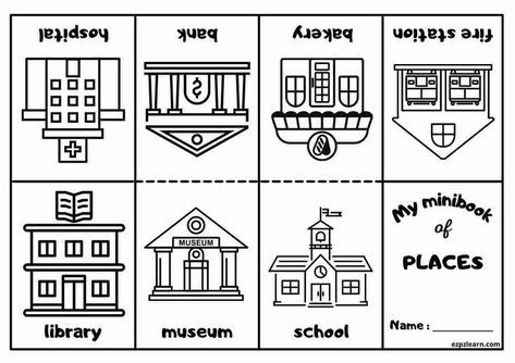 Places In My Community Preschool, Community Coloring Pages, Town Preschool Activities, Community Buildings Free Printable, Neighborhood Preschool Activities, Community Places Preschool, Places Kids Go Preschool, Places In The Community Worksheet, Build A Town Free Printable