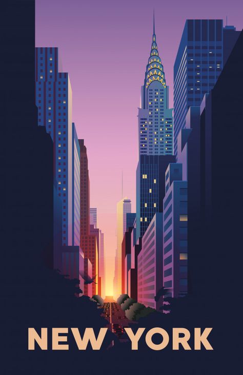 New Your City Night, Vector Travel Poster, City Poster Design, City Illustration Art, New York Graphic Design, New York Illustration, New York City Art, New York Graphic, Voyage New York