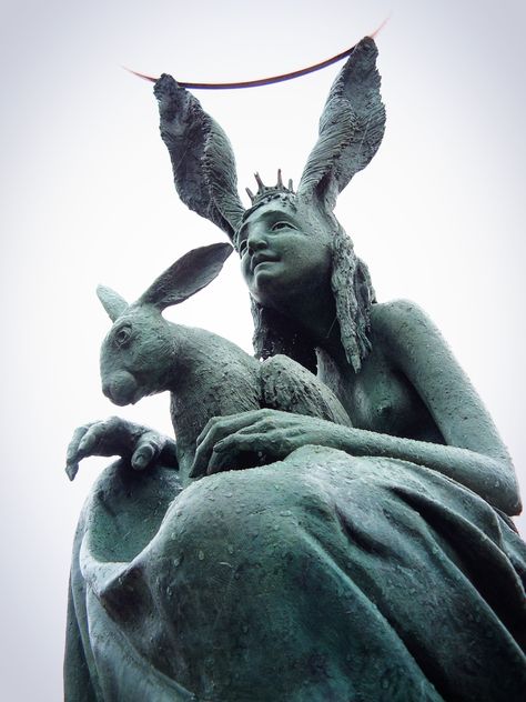 Gaelic Mythology, Fidelma Massey, Earth Guardian, Storytelling Inspiration, Hare Illustration, Celtic Circle, Bunny Statue, Rabbit Sculpture, Dark Witch